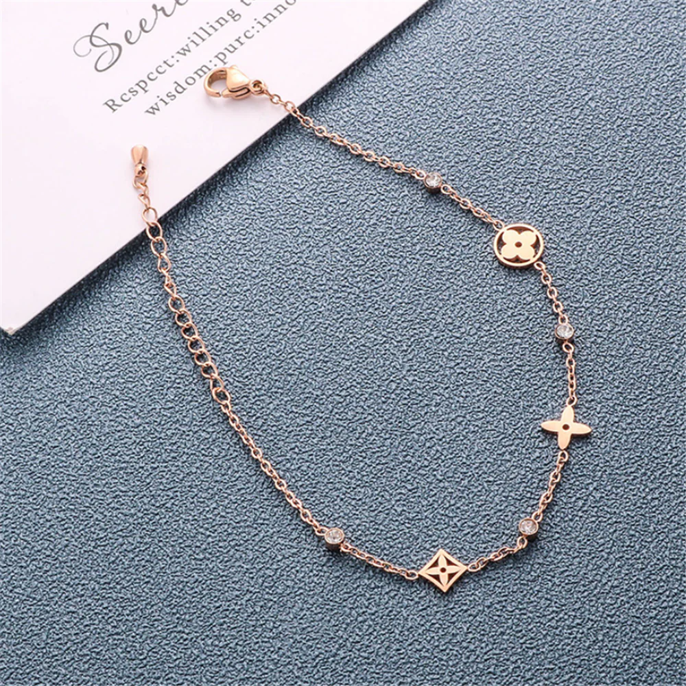 Minimalist Rose Gold Floral Extender Bracelets
