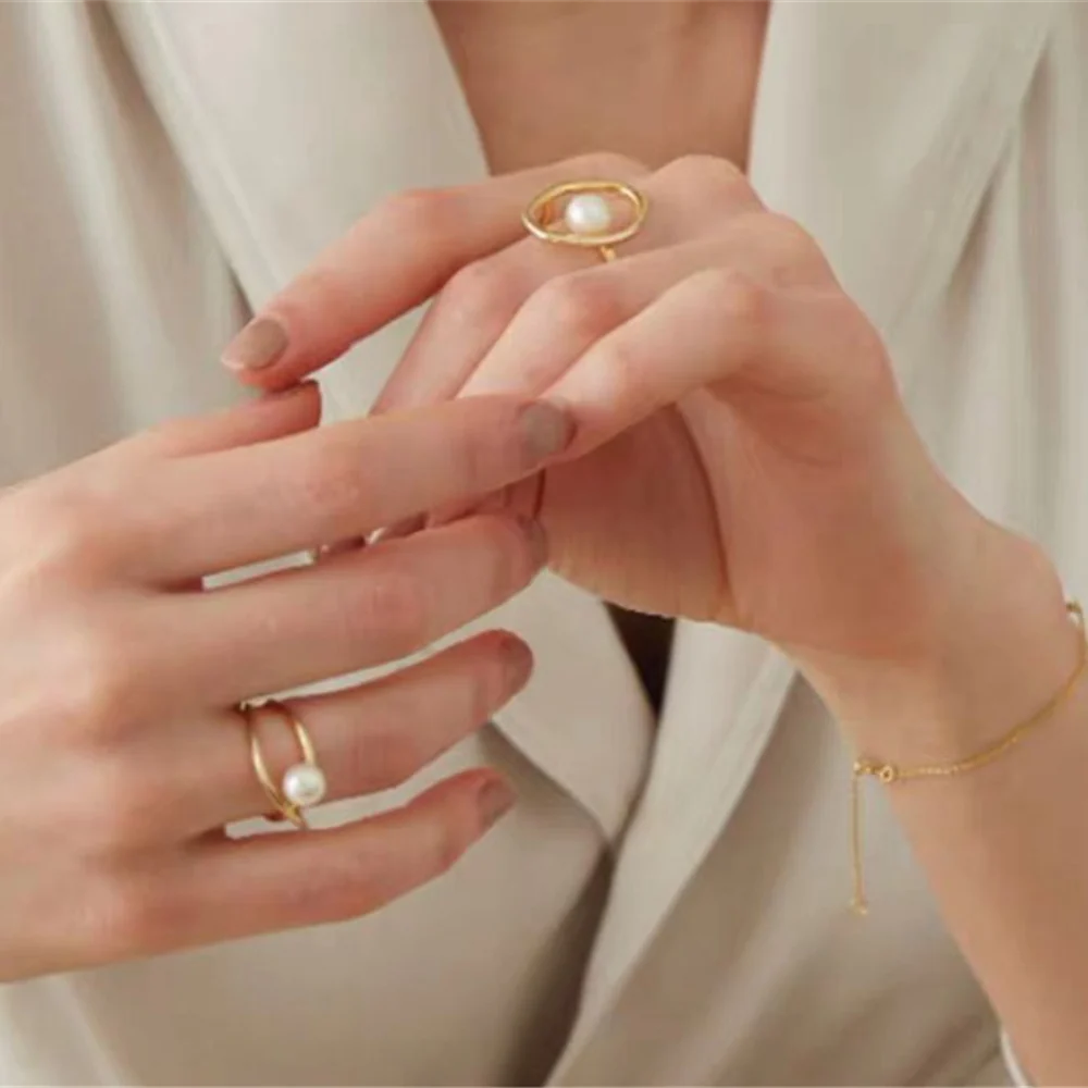 Minimalist Oyster Pearl Adjustment Rings