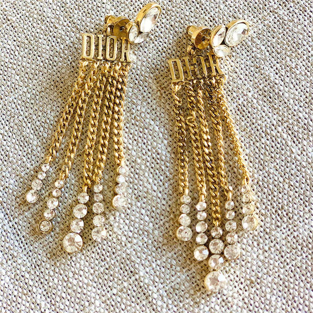 Vintage Cubic Zirconia Bee Charms Earrings