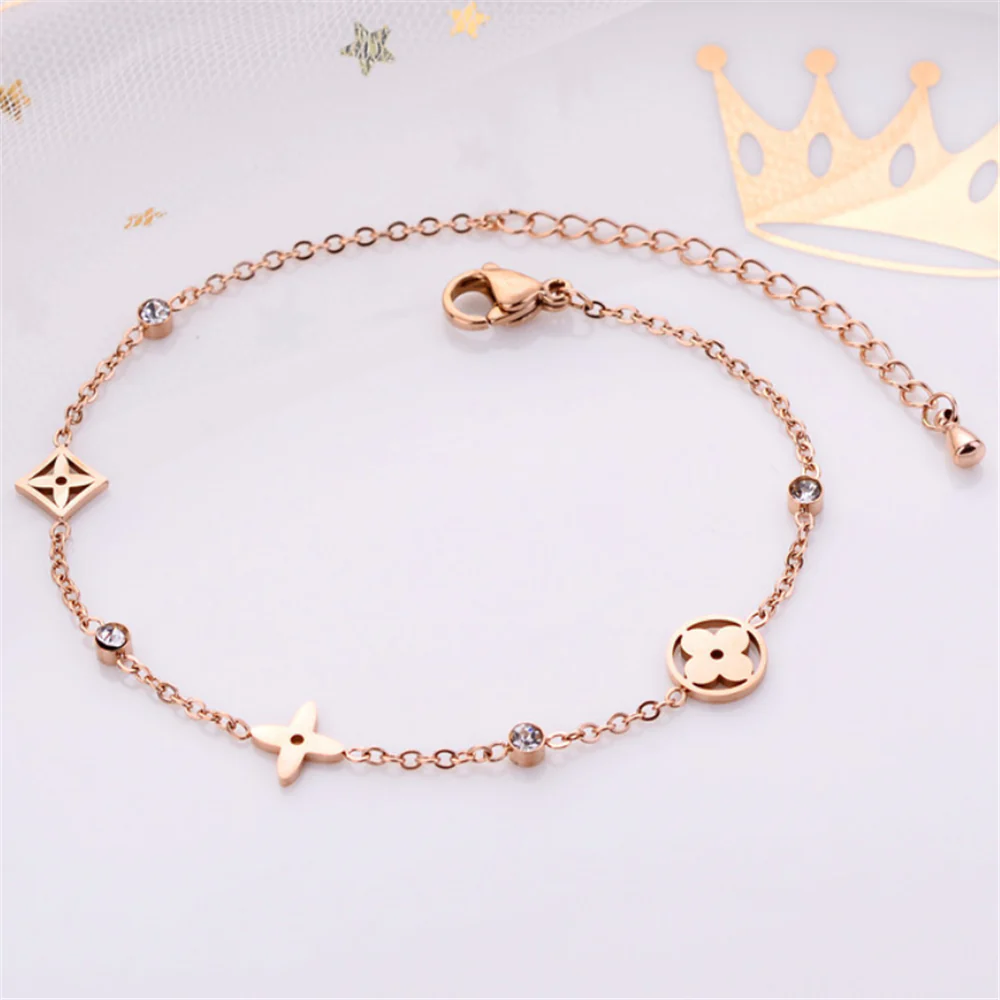 Minimalist Rose Gold Floral Extender Bracelets