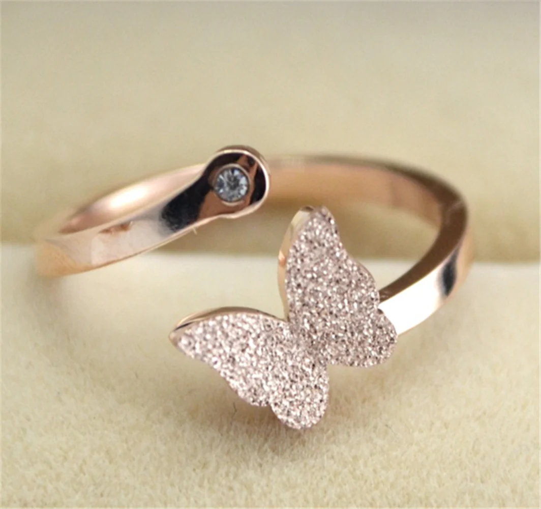 Minimalist Butterfly Charms Adjustment Statement Ring