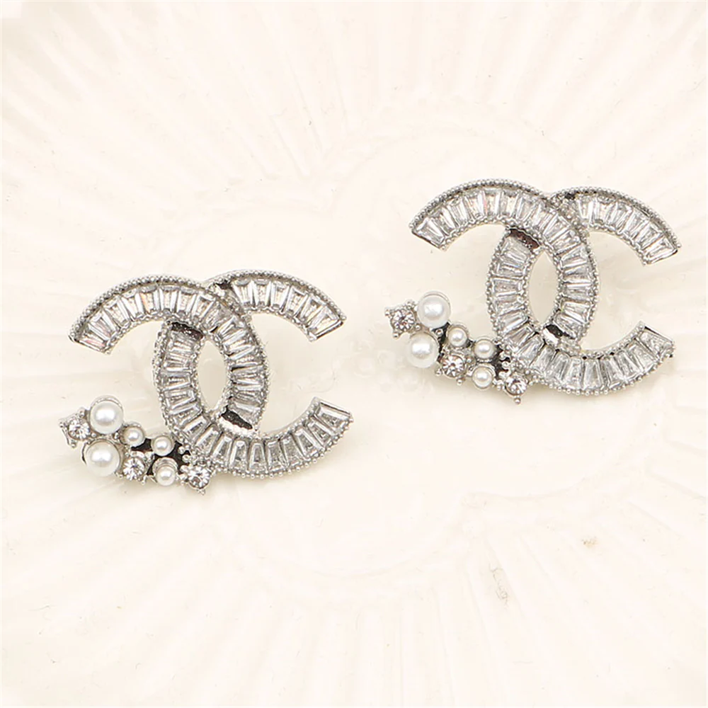 Rhinestones Crystal Pearl Beads Statement Earrings