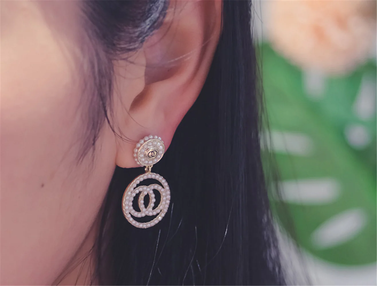 Infinity Pearl Beads Hoops