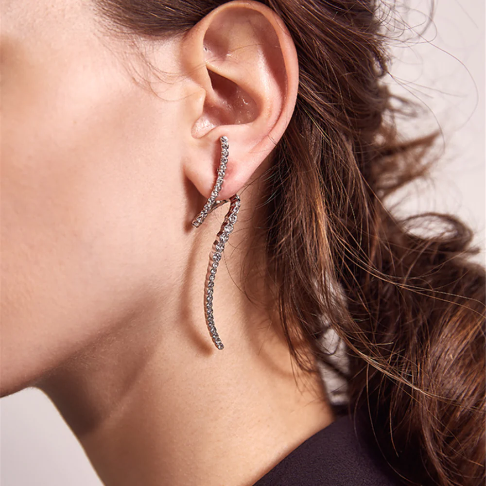 Cubic Zirconia Twist Thread Earrings