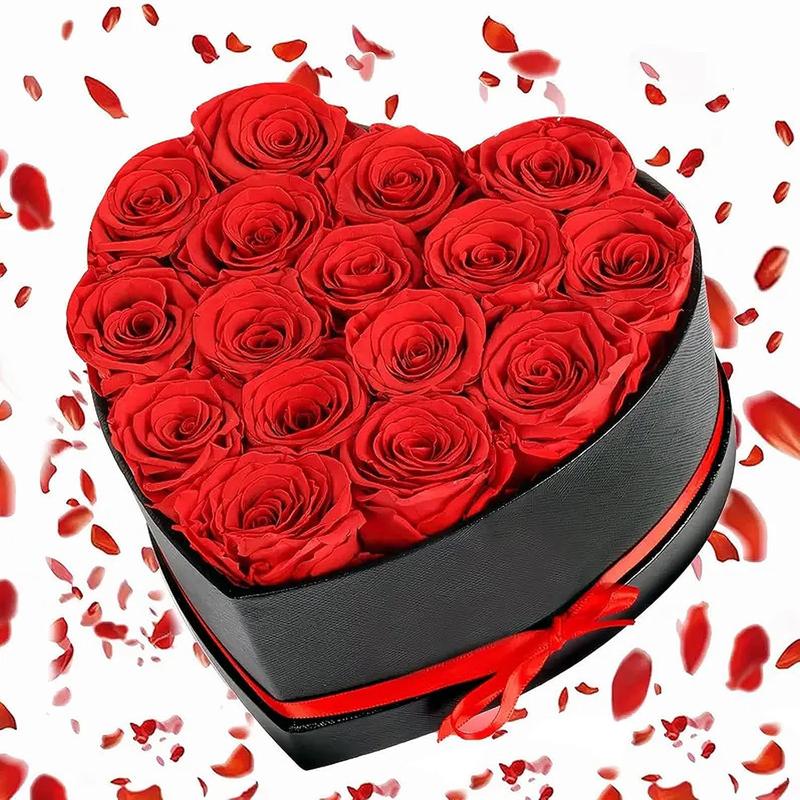 Valentines Day Gifts 16 Pcs Forever Rose: Preserved Real Flower in Heart Shape Box - Anniversary Women Gift for Mothers Day & Romantic Birthday